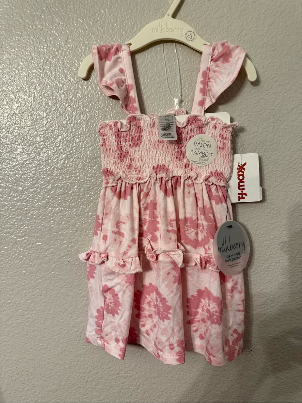 milkberry Pink Floral Smocked Casual Dress for Kids